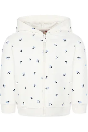 BONPOINT Sweatshirts, unisex, , 8 Y, Cherry Embroidered Ivory Hoodie