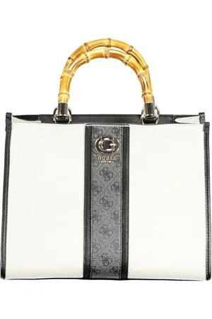 Guess Black Cotton Handbag with Multiple Compartments