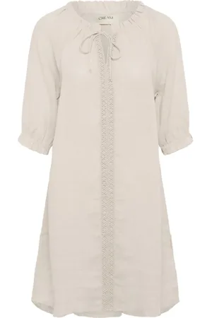 Cream Short Dresses, female, , XS, Lace Dress Short A-form Crispy Sand
