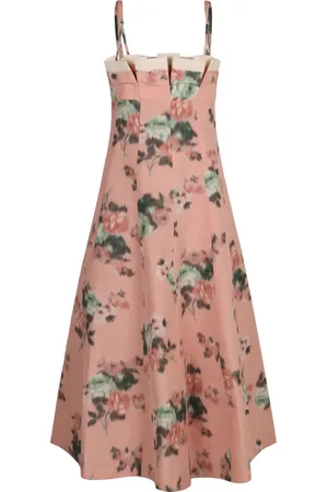 Serafini Midi Dresses, female, , M, Floral Print Linen Dress