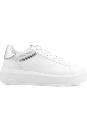 Moschino Sneakers, female, , 4 UK, and Silver Trainers with Logo