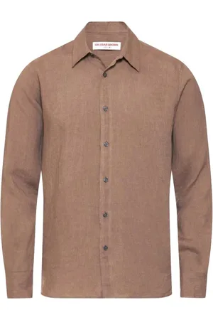 Orlebar Brown Casual Shirts, male, , XL, Plum Wine Linen Holiday Shirt