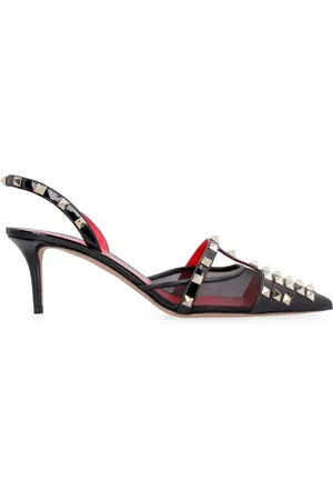 VALENTINO Pumps, female, , 4 UK, Studded Mesh Slingbacks with Pointy Toe