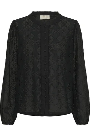 Cream Lace Shirt with Long Sleeves