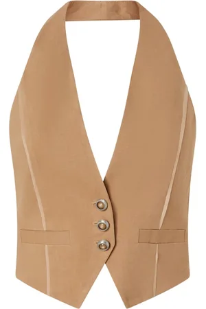 Pinko Sleeveless Linen Vest with Organza Details