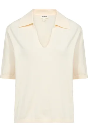Soaked in Luxury V-neck Knitwear, female, , S, Polo Pullover Whisper Short Sleeve