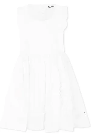 Molo Dresses, female, , 3 Y, Cotton Short Dress with Flower