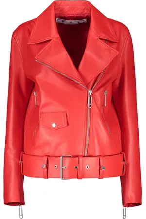 OFF-WHITE Leather Jackets, female, , 2XS, Biker Style Leather Jacket