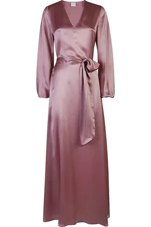 ELEVENTY Maxi Dresses, female, , S, Silk Long Dress Puff Sleeve