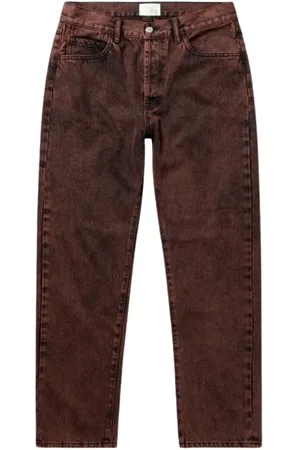 ARIES Straight Jeans, male, , W32, Vintage Denim Jeans with Red Accents