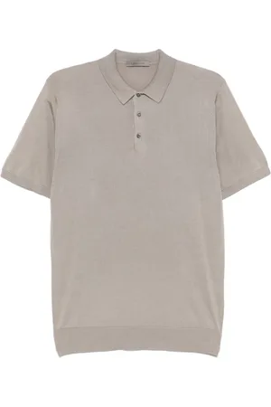 corneliani Round-neck Knitwear, male, , M, Fine-Knit Polo Shirt in Ash Grey