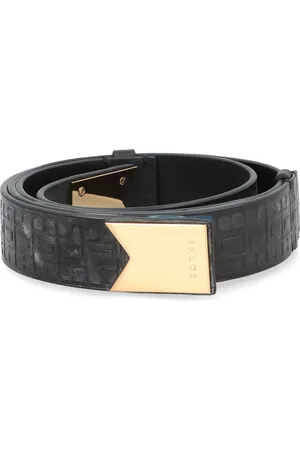 Rhude Leather Belt with Gold-tone Metal Buckle