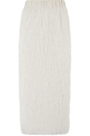 ALYSI Elastic Waist Fringed Skirt