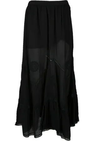 SEMICOUTURE Lace Insert Long Skirt Elastic Closure