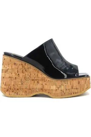GIAMPAOLO VIOZZI Wedges, female, , 6 UK, Patent Wedge Sandals Cork Sole