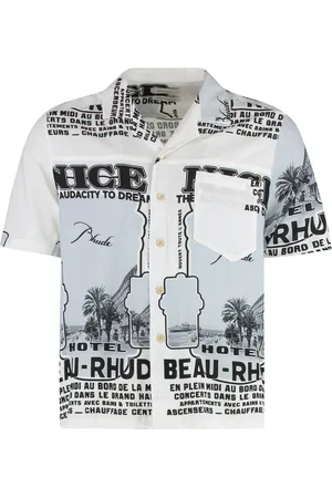 Rhude Short Sleeve Shirts, male, , S, Asymmetric Viscose Short Sleeve Shirt