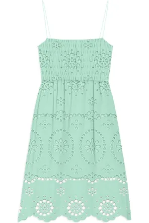 MC2 SAINT BARTH Short Dresses, female, , M, Cotton Slip-On Dress with Lace Embroidery