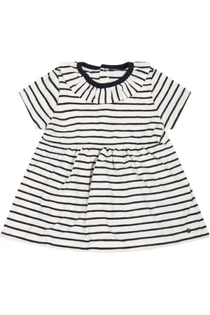 Petit Bateau Dresses, female, , 12 M, Ivory Casual Short-Sleeved Dress with Blue Stripes