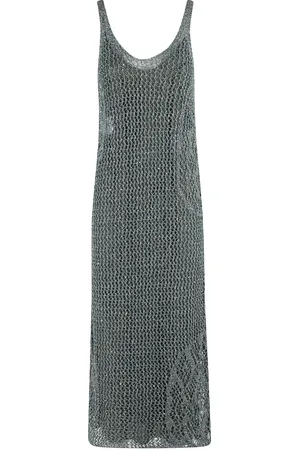 Pinko Mesh Openwork Maxi Dress Sequins