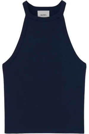 Halfboy Sleeveless Tops, female, , M, Navy Knit Top Elegance Versatility