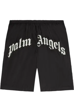 Palm Angels Beachwear, male, , S, Curved Logo Swim Shorts