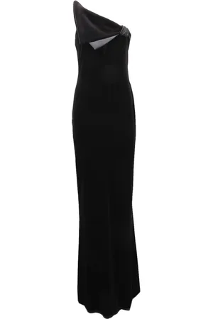 Emporio Armani Gowns, female, , S, One-shoulder long velvet dress