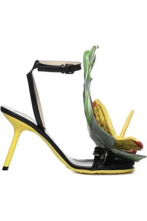 Loewe High Heel Sandals, female, , 3 UK, Monstera Leather Sandals with Floral Details