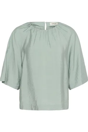 Soaked in Luxury Elegant Draped Silver Blue Blouse