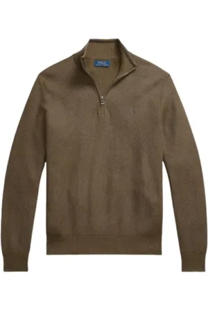 Ralph Lauren Turtlenecks, male, , S, Honeycomb Knit Half-Zip Cotton Jumper