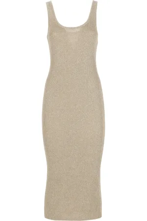 MC2 SAINT BARTH Gold Viscose Dress with Lurex Details
