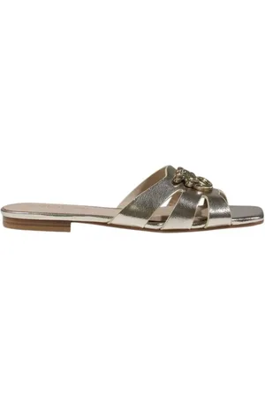Pinko Sliders, female, , 4 UK, Gold Leather Sandals