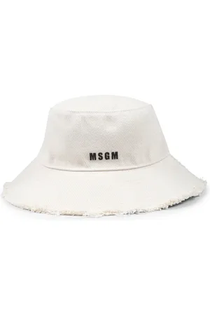 Msgm Hats & Caps, unisex, , ONE SIZE, Cotton Cloche Hat with Frayed Hem