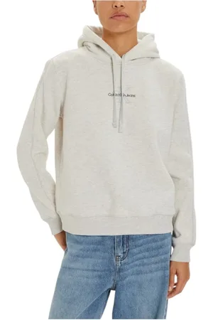 Calvin Klein Hoodies, female, , XS, Gray Cotton Jumper with Monologo Regular