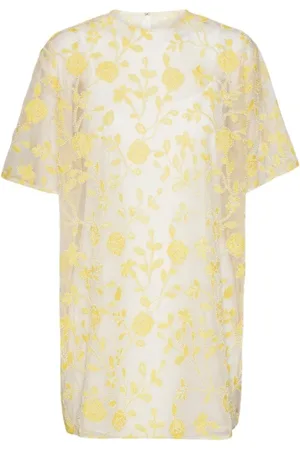 ROTATE Floral Bead Boxy Dress Yellow Print