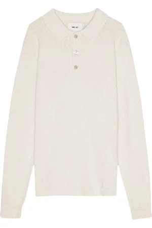 NN.07 Boucle Long Sleeve Polo with Mother-of-Pearl Buttons