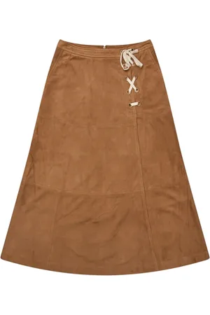 Munthe Midi Skirts, female, , M, Elegant Suede Skirt with Tie Detail