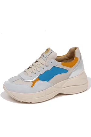 Lemaré Sneakers, female, , 7 UK, Sky Leather Shoe Beige/Silver/Yellow/Blue