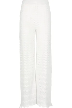 D.EXTERIOR Wide Trousers, female, , S, Cotton Blend Elastic Waist Trousers