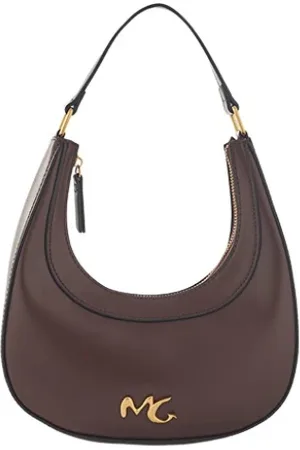 Manila Grace Shoulder Bags, female, , ONE SIZE, Half Moon Shoulder Bag in Chocolate
