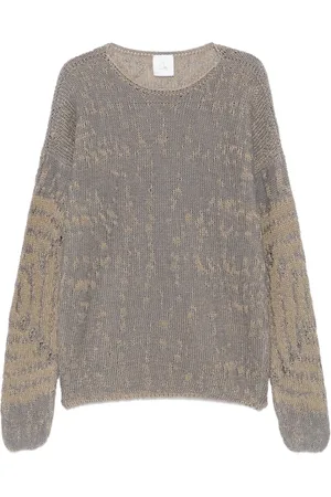 ROA Beige Grey Vortex Crewneck Jumper