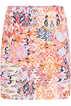 Ichi Short Skirts, female, , M, Colorful Ikat Print Mini Skirt