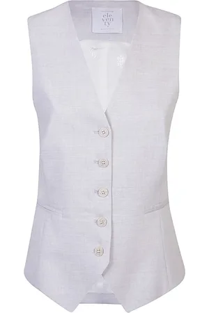 ELEVENTY Vests, female, , M, Natural Stretch Linen Wool Vest