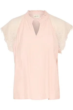 Cream Lace Blouse with Sepia Rose Lace Sleeves