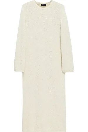 THEORY Knitted Dresses, female, , S, Offwhite Bouclé Midi Dress