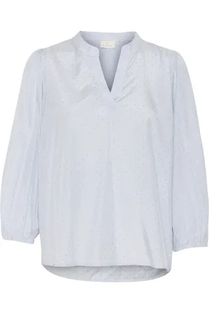 Kaffe /White Stripe Blouse ¾ Sleeves