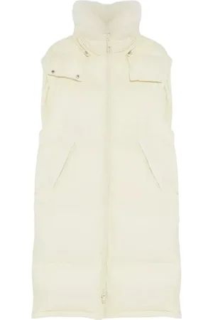 YVES SALOMON Cream Puffer Vest with Detachable Hood