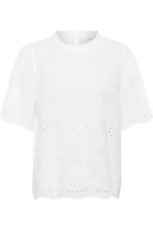 Cream Elegant Broderie Anglaise Blouse Snow