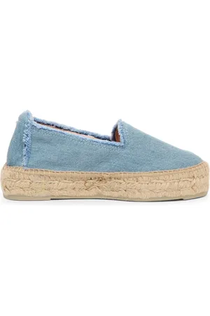 MANEBI Denim fringes espadrilles slippers