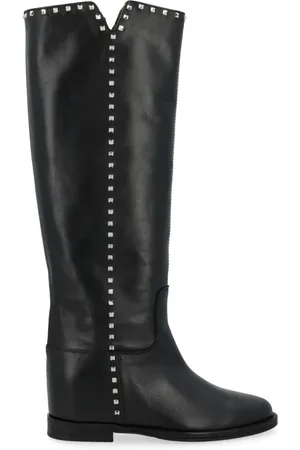 Via Roma High Boots, female, , 4 UK, leather boots with silver studs