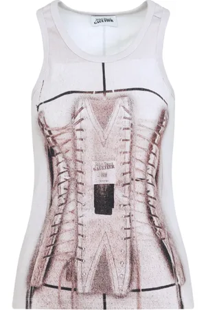 Jean Paul Gaultier Sleeveless Tops, female, , S, Ribbed Tank Top with Print